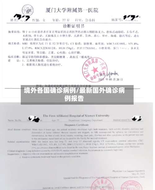 境外各国确诊病例/最新国外确诊病例报告