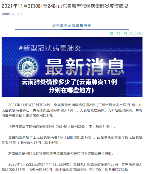云南肺炎确诊多少了(云南肺炎11例分别在哪些地方)-第2张图片